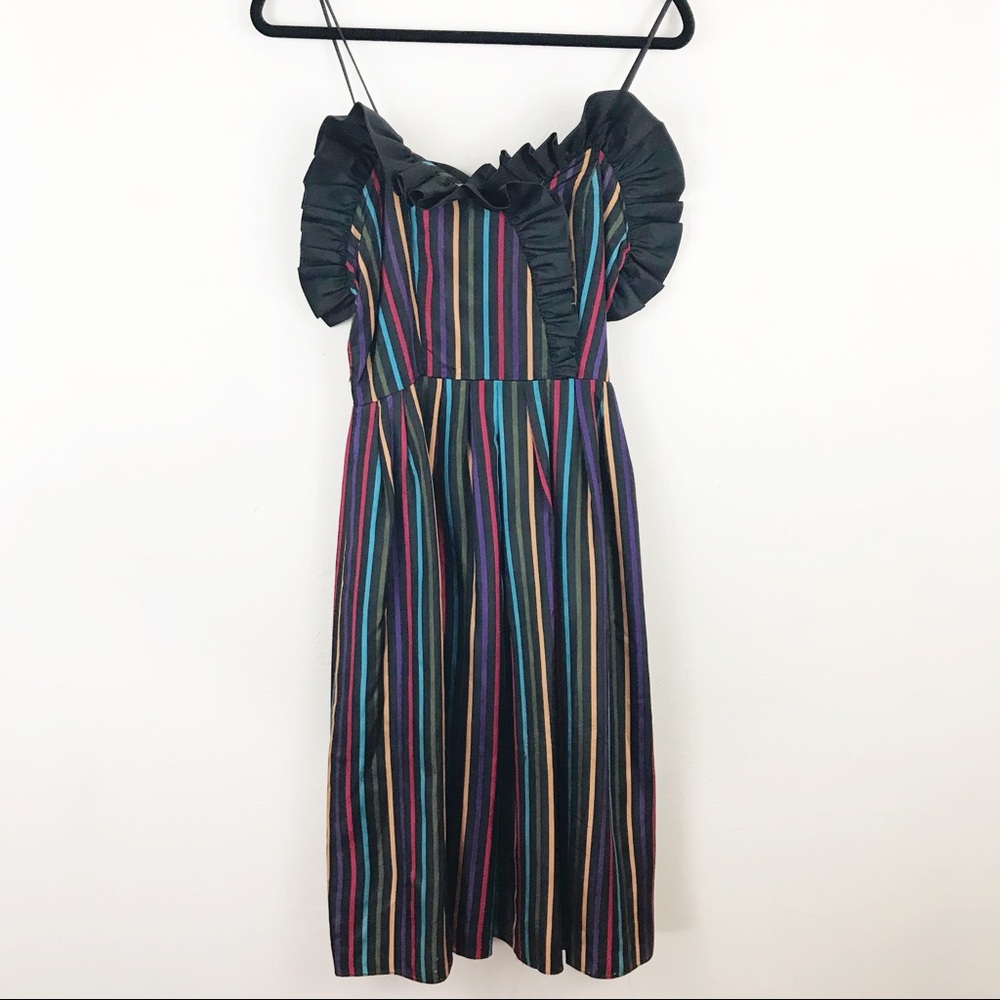 Vintage Party Dress | Colorful Stripped Midi